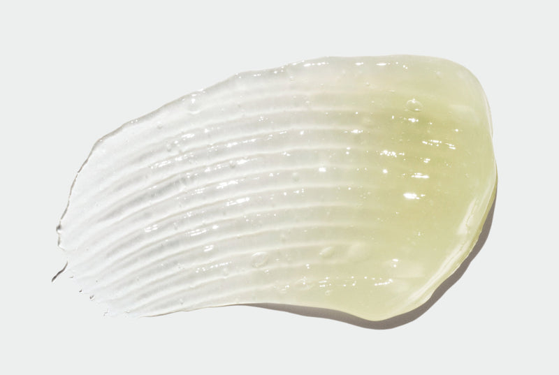 Green-beige gel Face Maskswatch on a light gray background