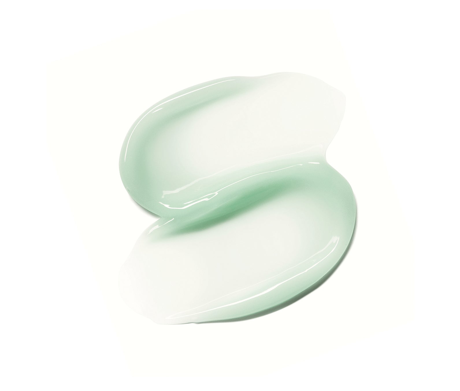 Light blue-green serum spread on a white background