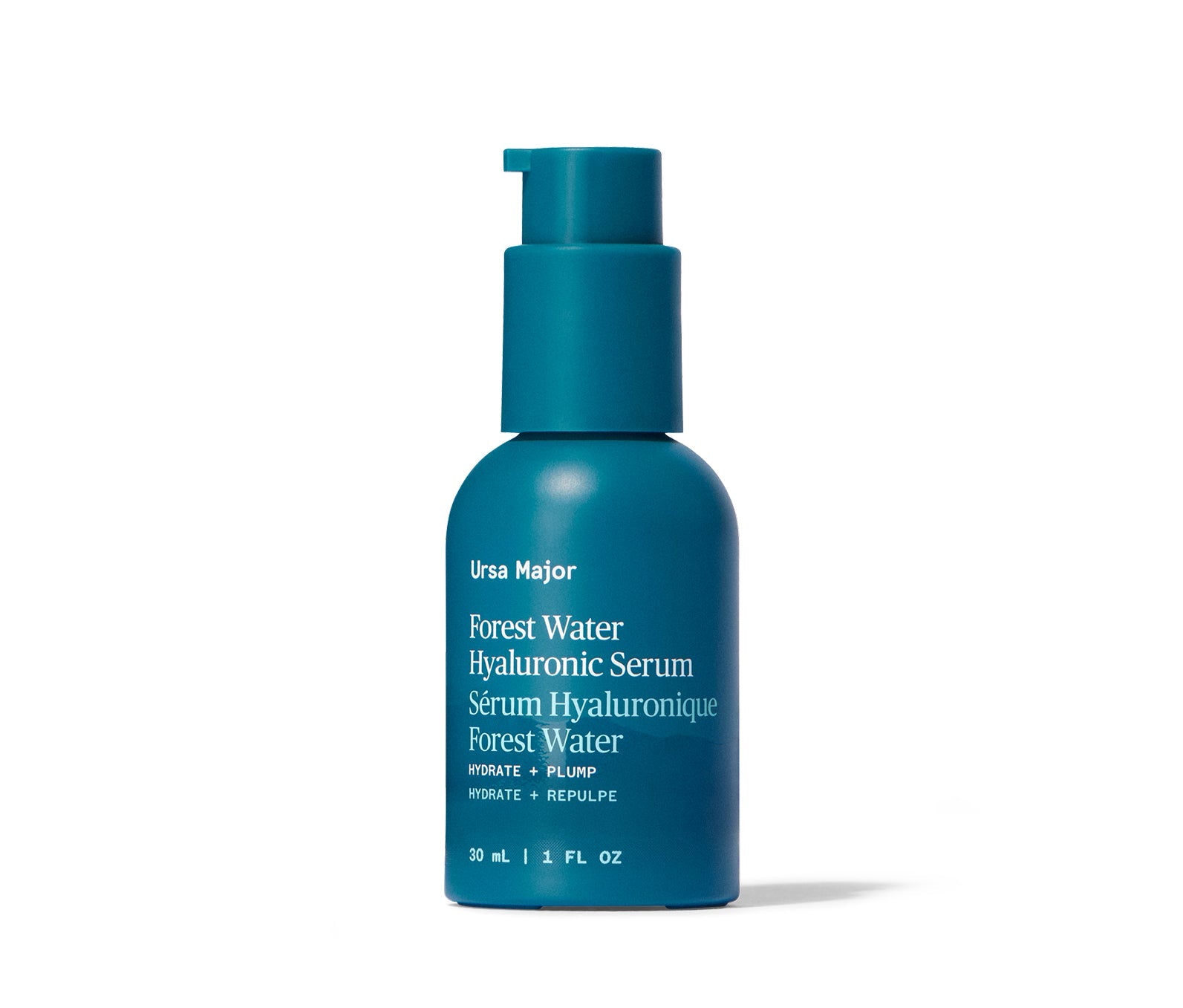 Blue Ursa Major Forest Water Hyaluronic Serum bottle on a white background