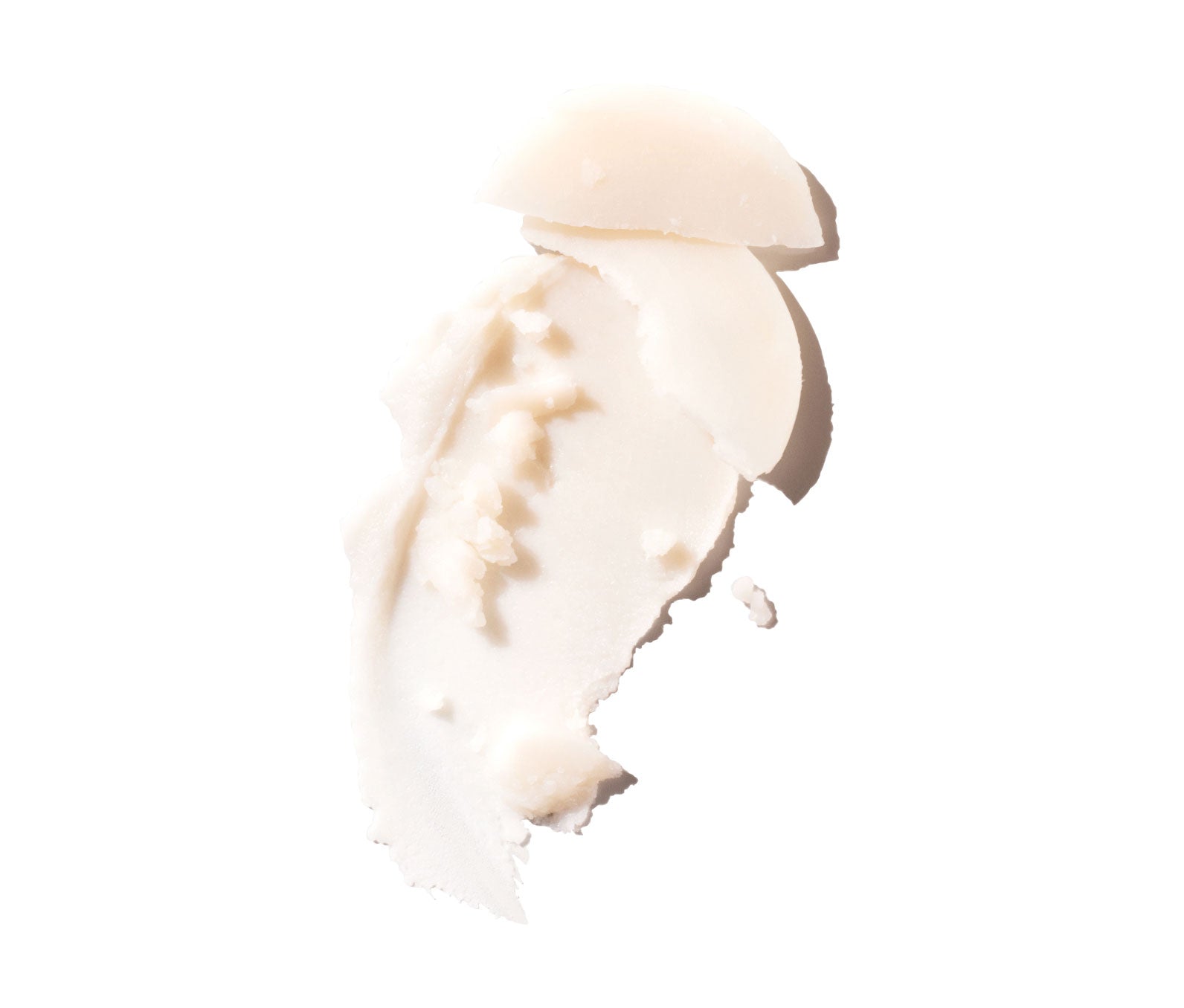 Close-up of a scoop of beige deodorant on a white background
