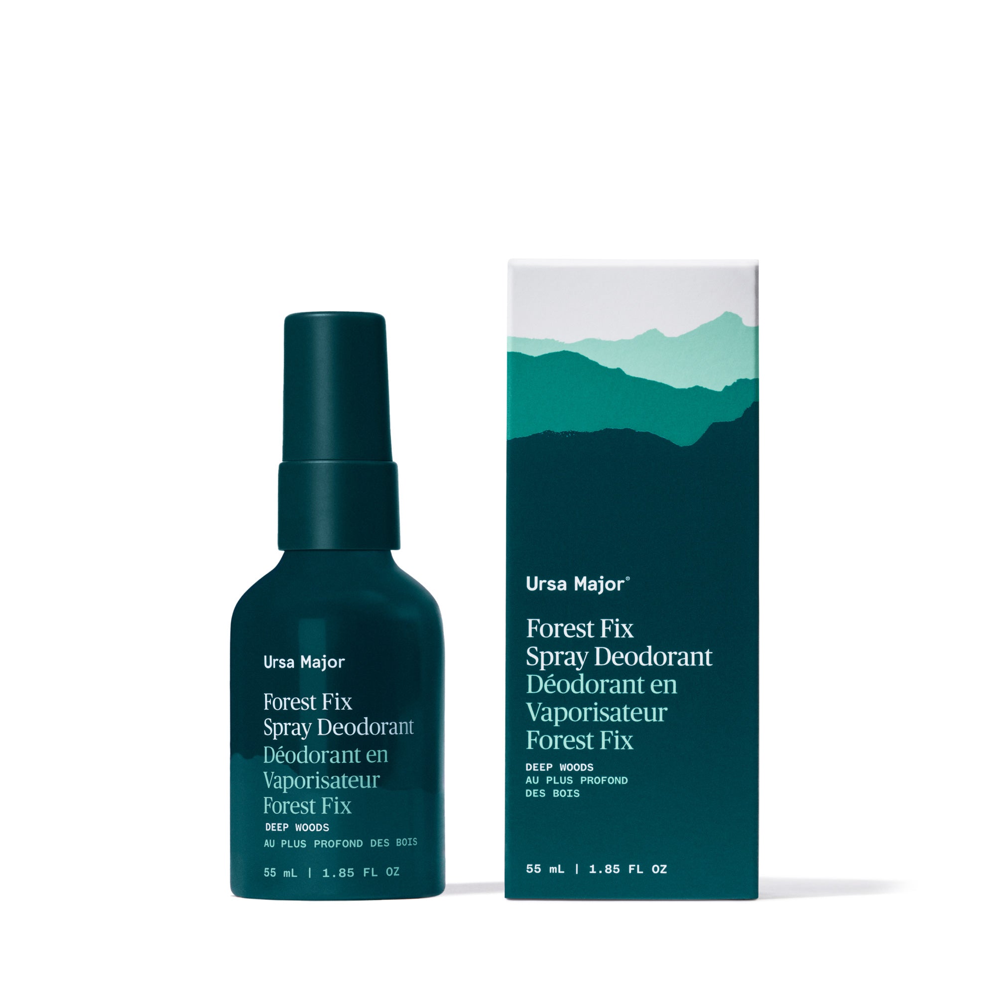 Ursa Major Forest Fix Spray Deodorant with packaging on a white background