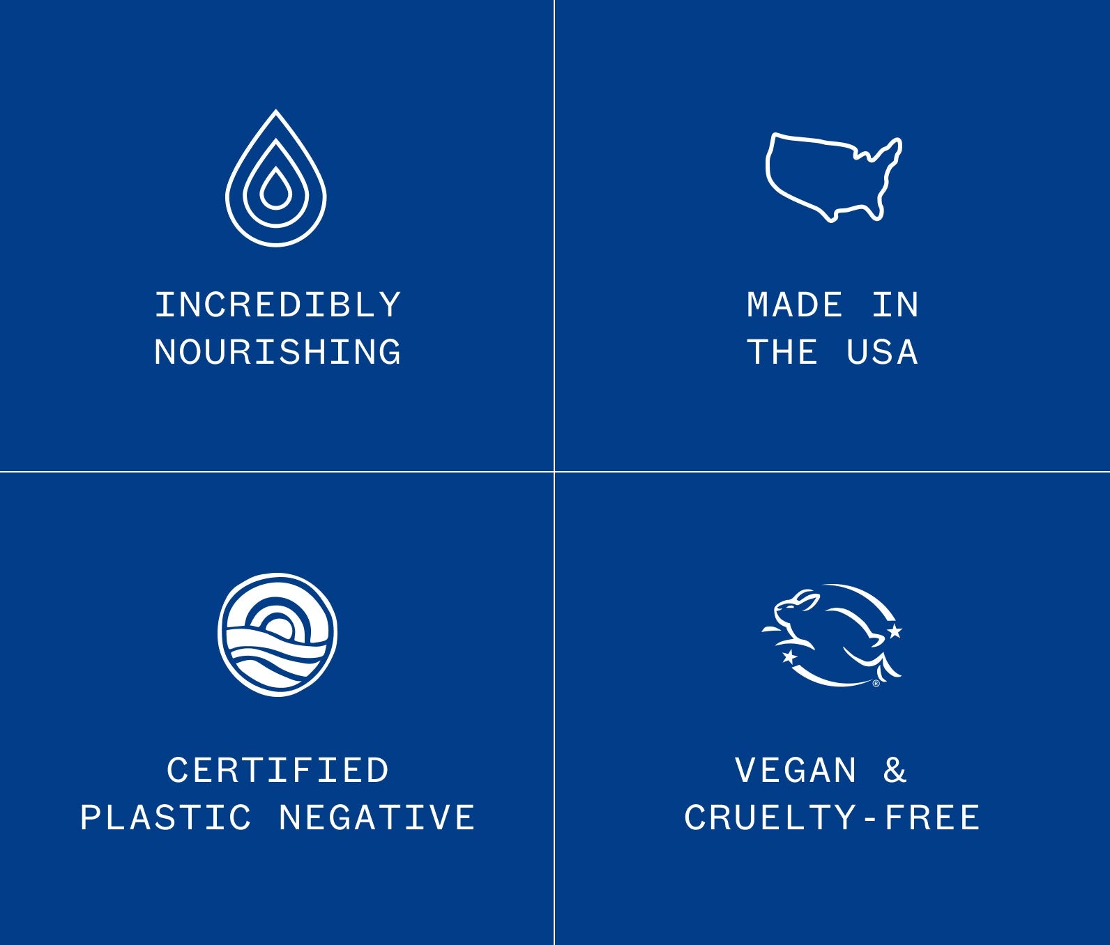 Infographic that says Ursa Major Golden Hour Recovery Cream is incredibly nourishing, name in the USA, certified plastic negative, and vegan & cruelty-free.